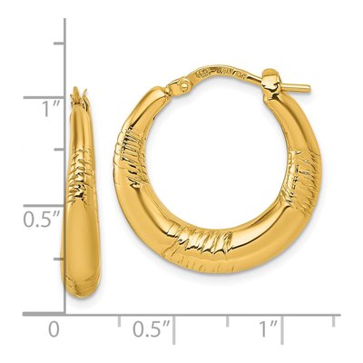 14K Yellow Gold 24mm Puffed Round Hoop Earrings – view 4