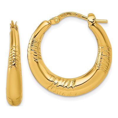 14K Yellow Gold 24mm Puffed Round Hoop Earrings
