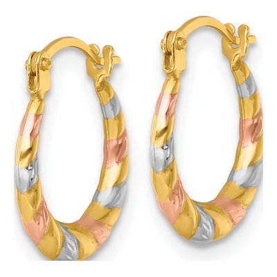 14K Yellow Gold 13mm Twisted Hollow Hoop Earrings – view 3