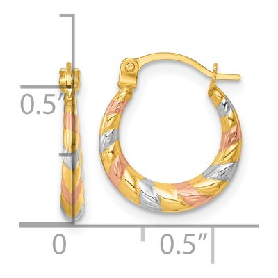 14K Yellow Gold 13mm Twisted Hollow Hoop Earrings – view 4