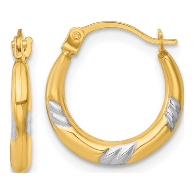 14K Yellow Gold 14mm Hollow Hoop Earrings