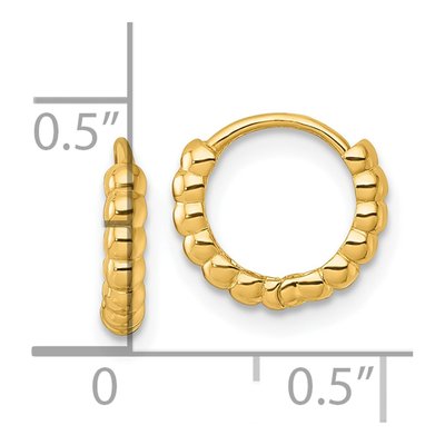 14K Yellow Gold 11mm Beaded Huggie Hoop Earrings – view 4