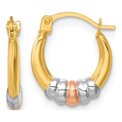 14K Yellow Gold 12mm Hollow Hoop Earrings