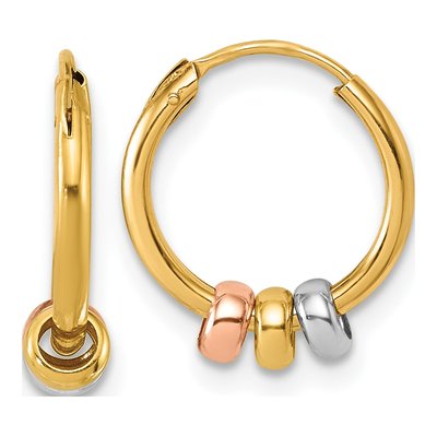 14K Yellow Gold 13mm Endless Hoop Earrings