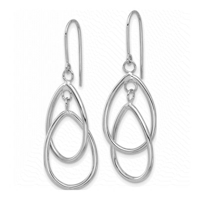 14K White Gold Teardrop Dangle Earrings – view 3