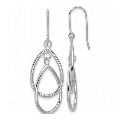 14K White Gold Teardrop Dangle Earrings
