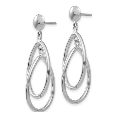 14K White Gold Teardrop Dangle Earrings – view 3