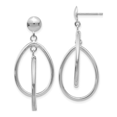 14K White Gold Teardrop Dangle Earrings