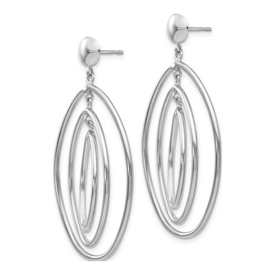14K White Gold Graduated Ovals Dangle Earrings – view 3