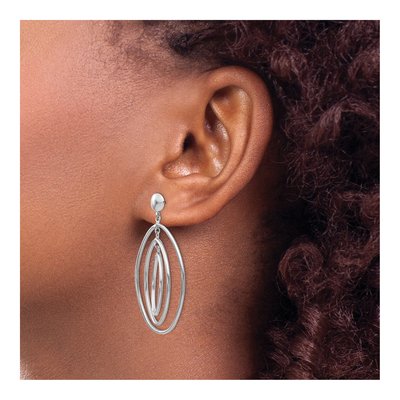 14K White Gold Graduated Ovals Dangle Earrings – view 4