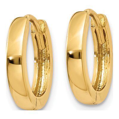 14K Yellow Gold 11mm Huggie Hoop Earrings – view 3