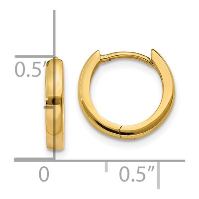 14K Yellow Gold 11mm Huggie Hoop Earrings – view 5