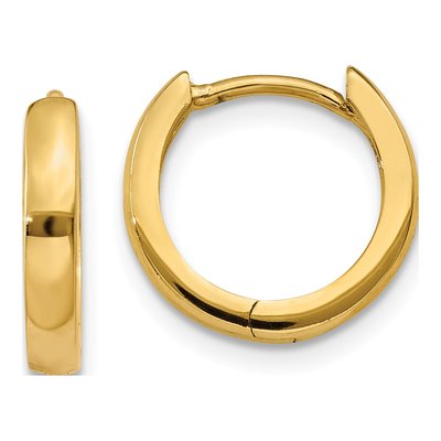14K Yellow Gold 11mm Huggie Hoop Earrings