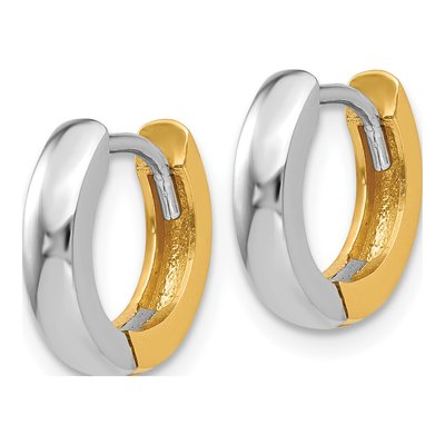 14K Two-Tone Gold 7mm Huggie Hoop Earrings – view 3