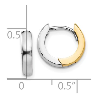 14K Two-Tone Gold 7mm Huggie Hoop Earrings – view 5
