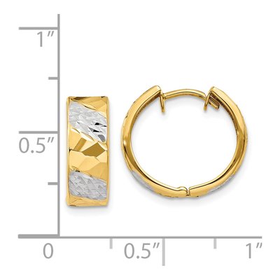 14K Yellow Gold 13mm Diamond-Cut Huggie Hoop Earrings – view 5