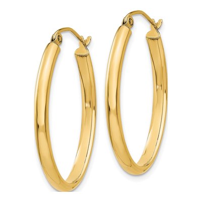 14K Yellow Gold 14mm Oval Tube Hoop Earrings – view 3