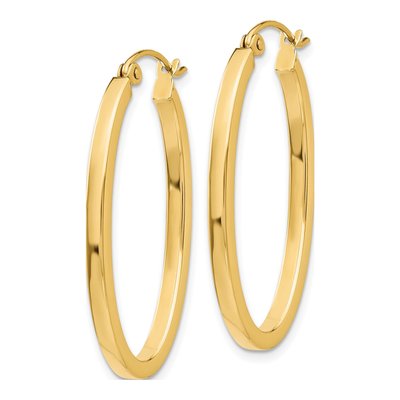 14K Yellow Gold Oval Tube Hoop Earrings – view 3