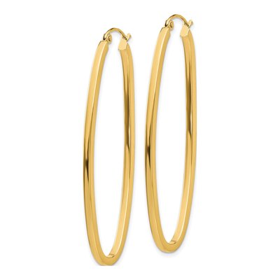 14K Yellow Gold Large Oval Tube Hoop Earrings – view 3