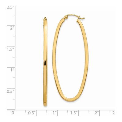14K Yellow Gold Large Oval Tube Hoop Earrings – view 5