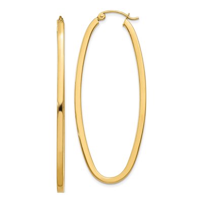 14K Yellow Gold Large Oval Tube Hoop Earrings