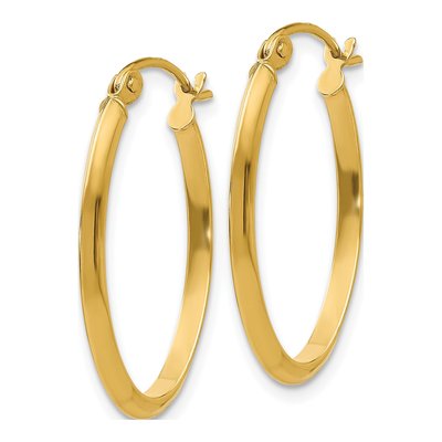 14K Yellow Gold Oval Tube Hoop Earrings – view 3