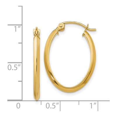 14K Yellow Gold Oval Tube Hoop Earrings – view 5