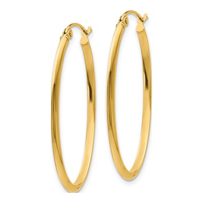 14K Yellow Gold Oval Tube Hoop Earrings – view 3
