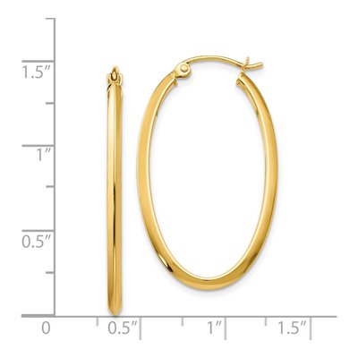 14K Yellow Gold Oval Tube Hoop Earrings – view 5