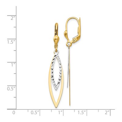 14K Two-Tone Gold Diamond-Cut Leverback Earrings – view 5