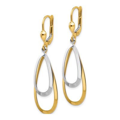 14K Two-Tone Gold Teardrop Leverback Earrings – view 3