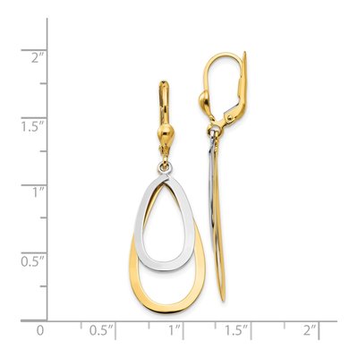 14K Two-Tone Gold Teardrop Leverback Earrings – view 5