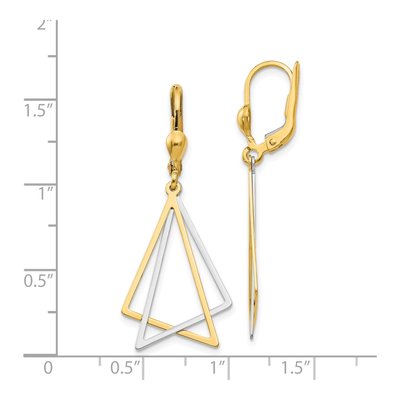 14K Two-Tone Gold Triangle Leverback Earrings – view 5