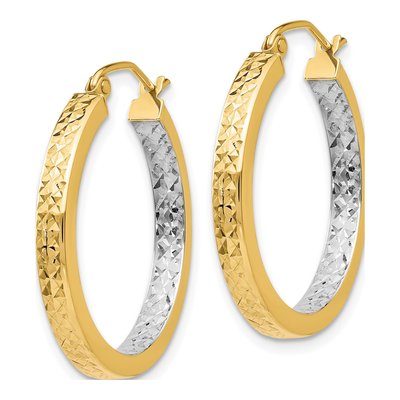 14K Yellow Gold 27mm Diamond-Cut Hoop Earrings – view 2