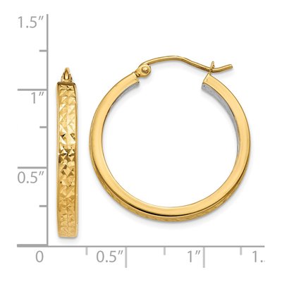 14K Yellow Gold 27mm Diamond-Cut Hoop Earrings – view 4