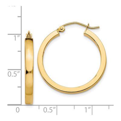 14K Yellow Gold 25mm Square Tube Hoop Earrings – view 4