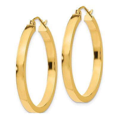 14K Yellow Gold 30mm Square Tube Hoop Earrings – view 3