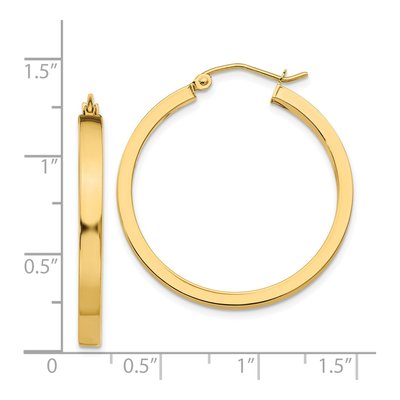 14K Yellow Gold 30mm Square Tube Hoop Earrings – view 5