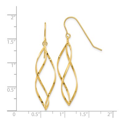 14K Yellow Gold Twisted Swirl Dangle Earrings – view 3