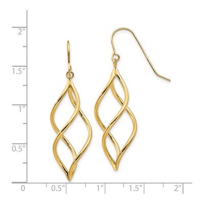 14K Yellow Gold Twisted Swirl Dangle Earrings – view 5