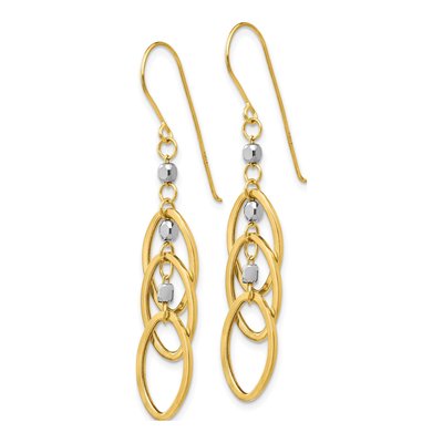 14K Two-Tone Gold Oval Mirror Dangle Earrings – view 2