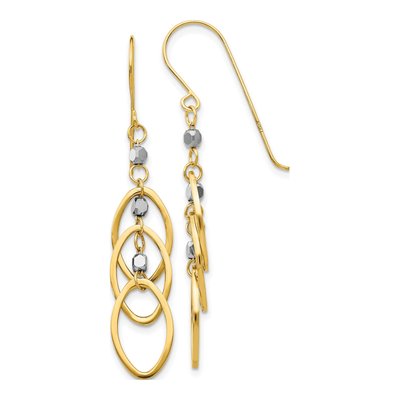 14K Two-Tone Gold Oval Mirror Dangle Earrings