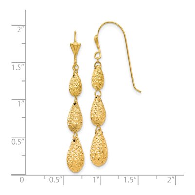 14K Yellow Gold Puffed Teardrop Dangle Earrings – view 4