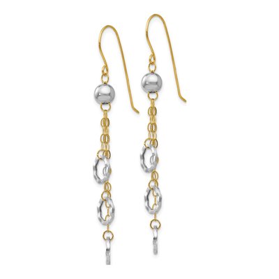 14K Two-Tone Gold Circle French Hook Dangle Earrings – view 3