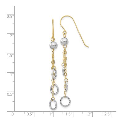 14K Two-Tone Gold Circle French Hook Dangle Earrings – view 5