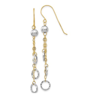 14K Two-Tone Gold Circle French Hook Dangle Earrings