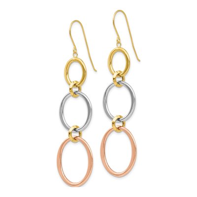 14K Tri-Color Gold Graduated Circle Dangle Earrings – view 3
