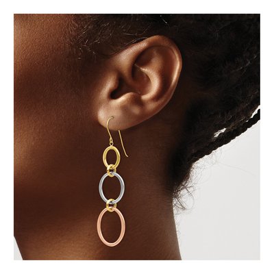 14K Tri-Color Gold Graduated Circle Dangle Earrings – view 4
