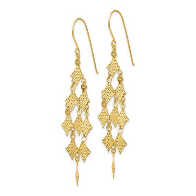 14K Yellow Gold Diamond-Cut Chandelier Earrings – view 3