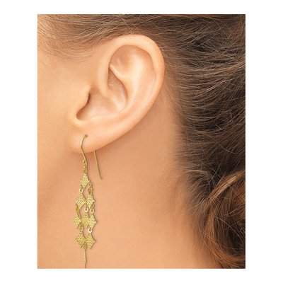 14K Yellow Gold Diamond-Cut Chandelier Earrings – view 4